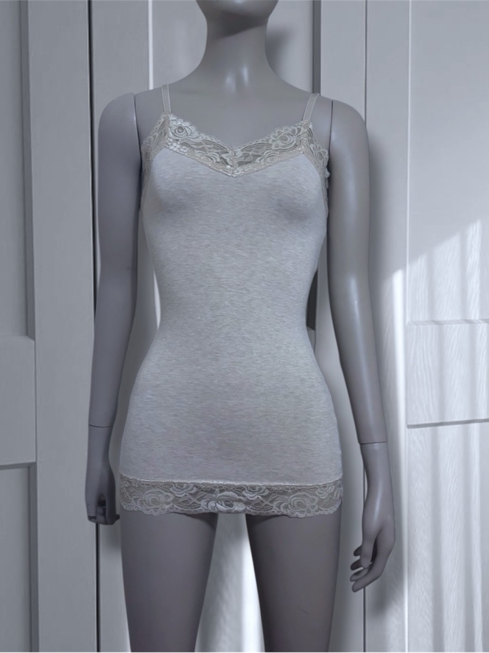 No Boundaries White Lace-Trim Tank Cami